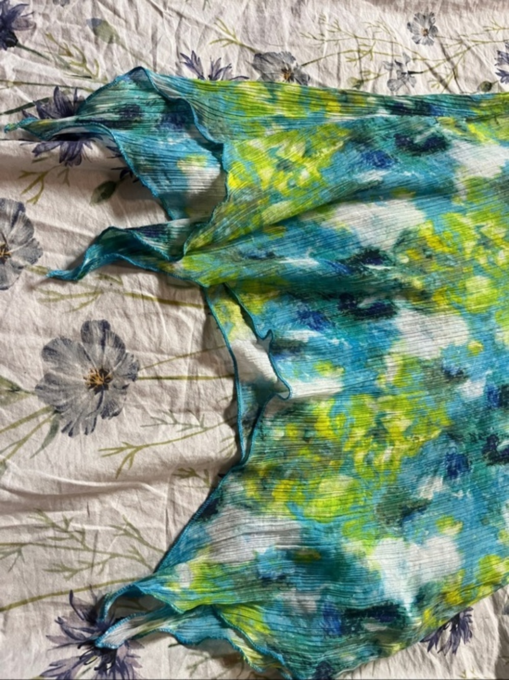 Grand & Greene Blue Green Yellow Watercolor Lace-Up Tunic – Size S – Like New - Picture 4 of 5